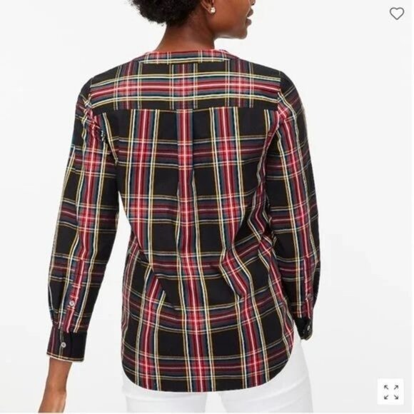 J Crew Tartan poplin top with jewel buttons, BD252, Small - Picture 3 of 4